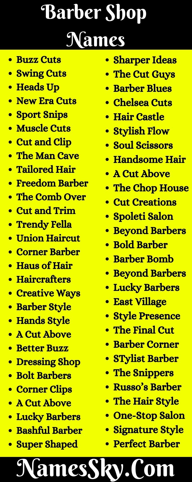 Barber Shop Names Inform Every Barber To Look At This