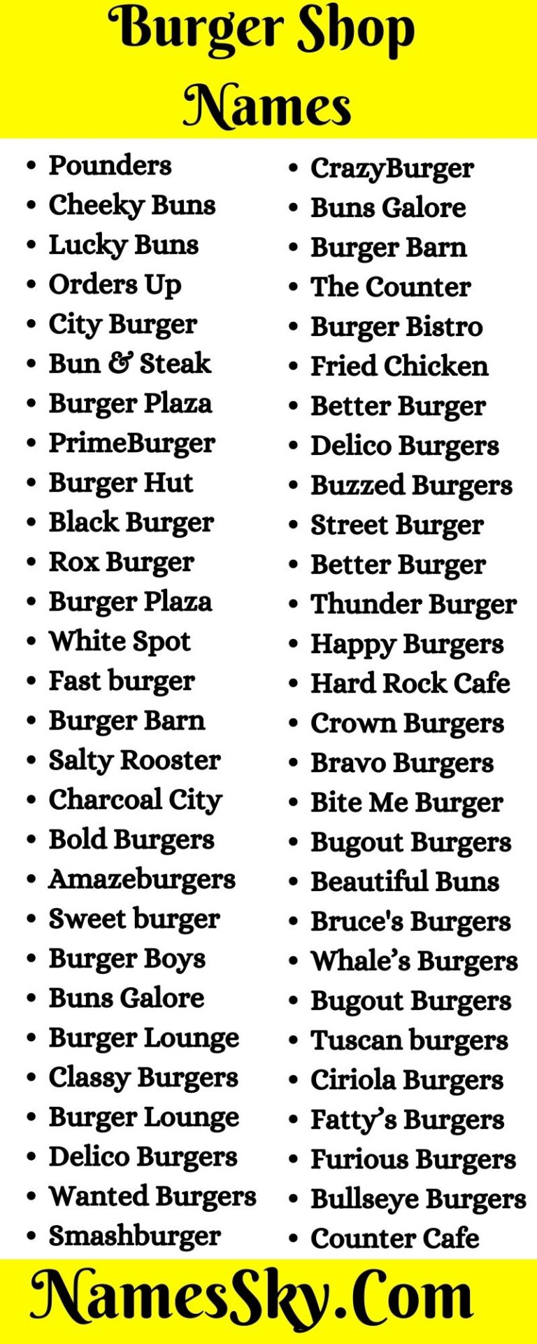 Funny Burger Names Ideas