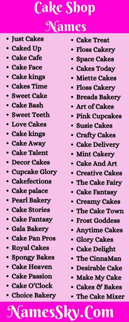 Cake Shop Names: 717+ Unique Names For Cake Business