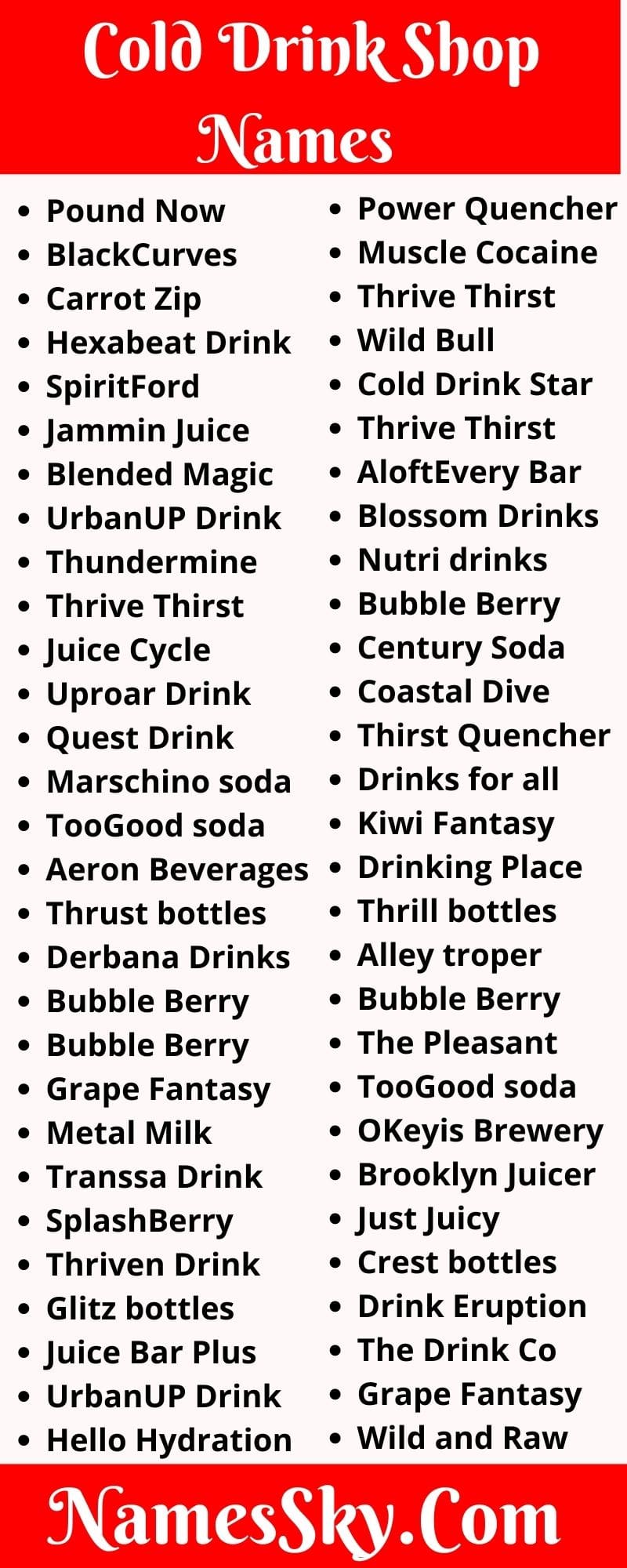211+ Cold Drink Shop Names Ideas, List And Suggestions