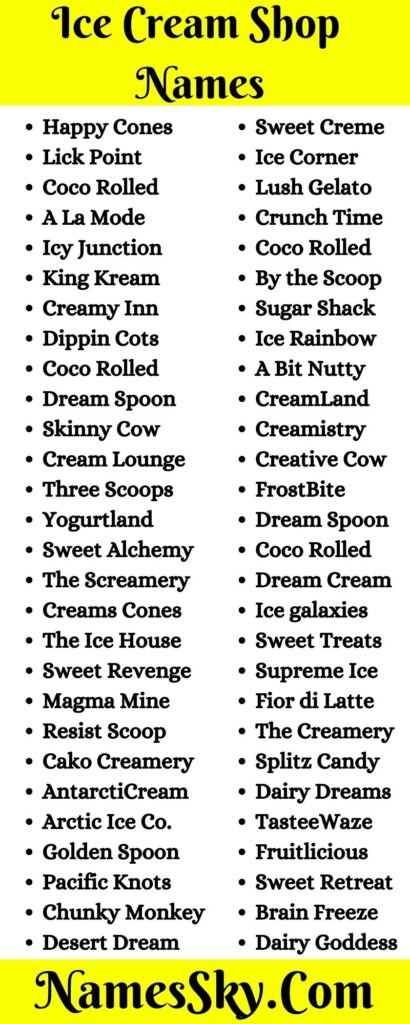 Ice Cream Shop Names