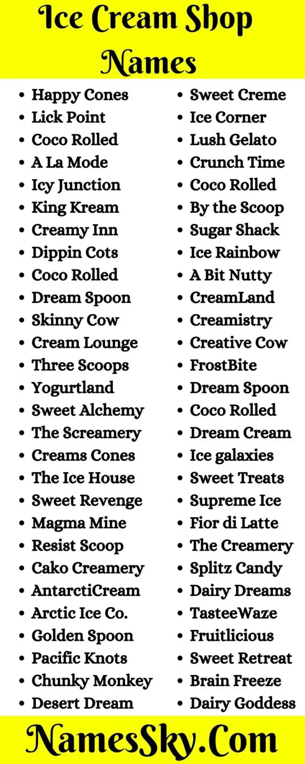 The A - Z Of Best Ice Cream Shop Names Ideas