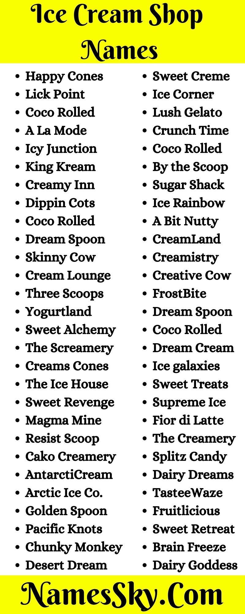 560+ Best Ice Cream Shop Names Ideas