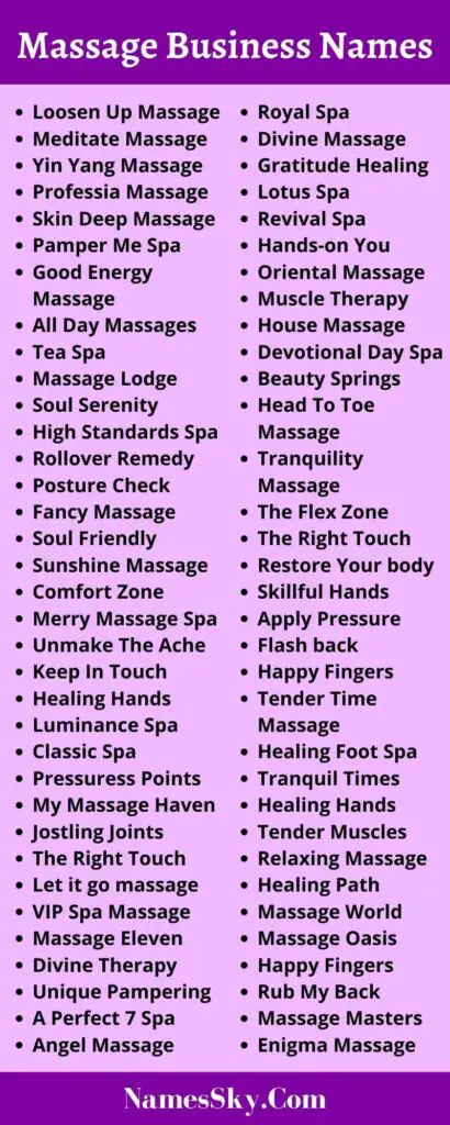 600 Massage Business Names Ideas List And Suggestions Also 2021 8381