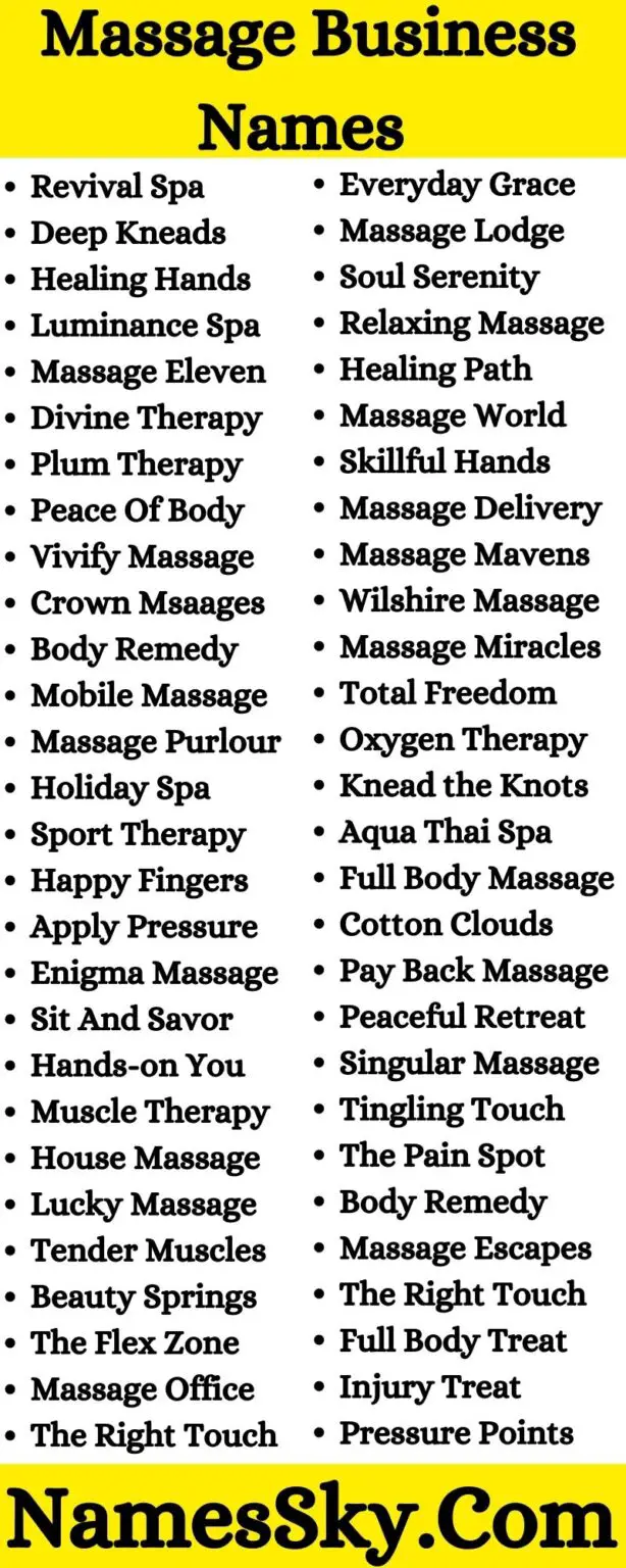 654+ Massage Business Names Idea That Boost Your Massage Therapy Business