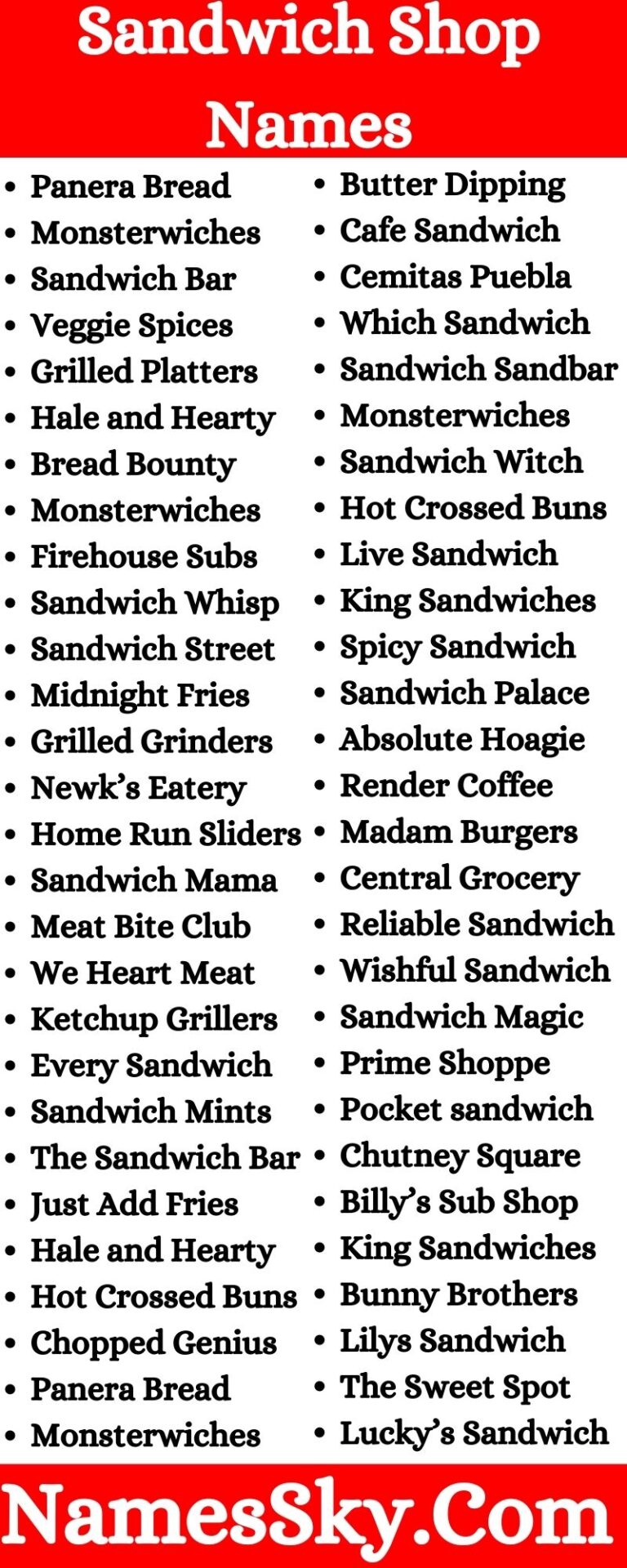 Sandwich Shop Name Ideas