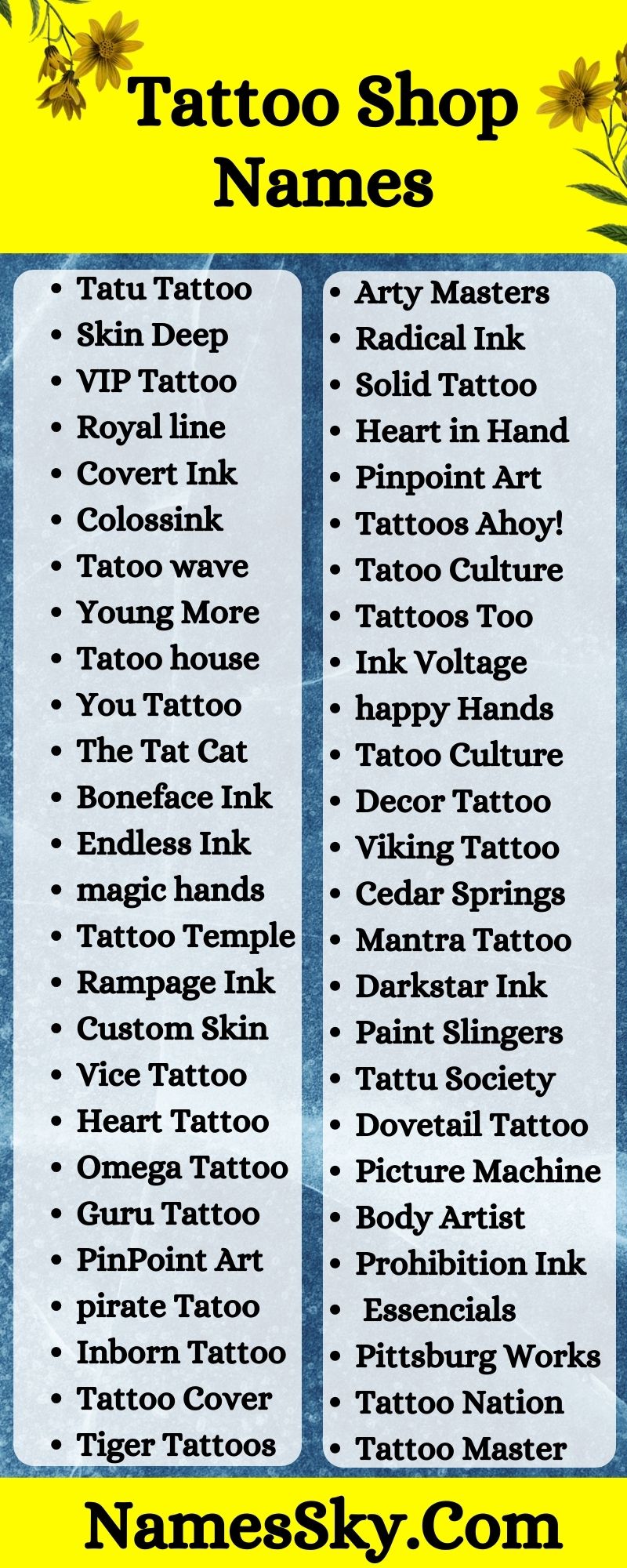 Tattoo Shop Names Ideas To Attract All Tattoo Lovers