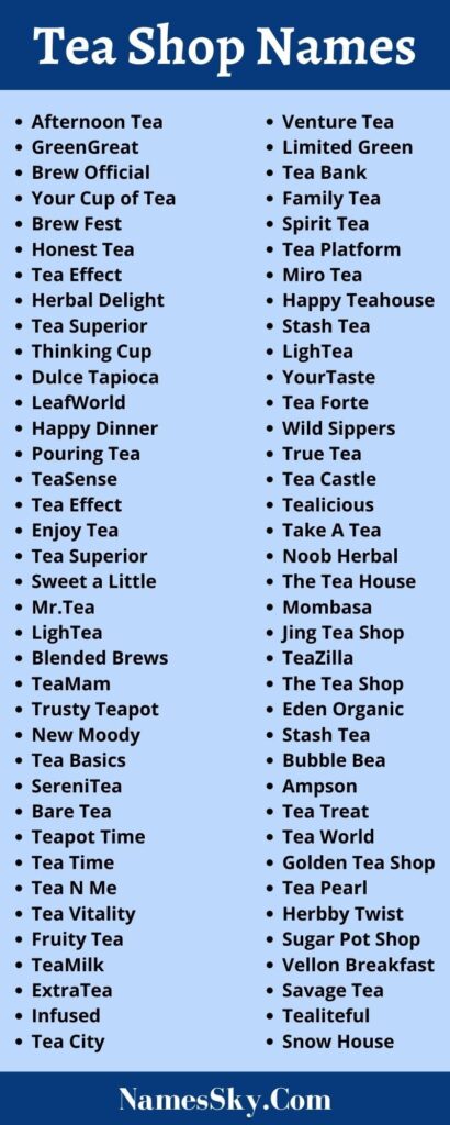 Good Tea Shop Names