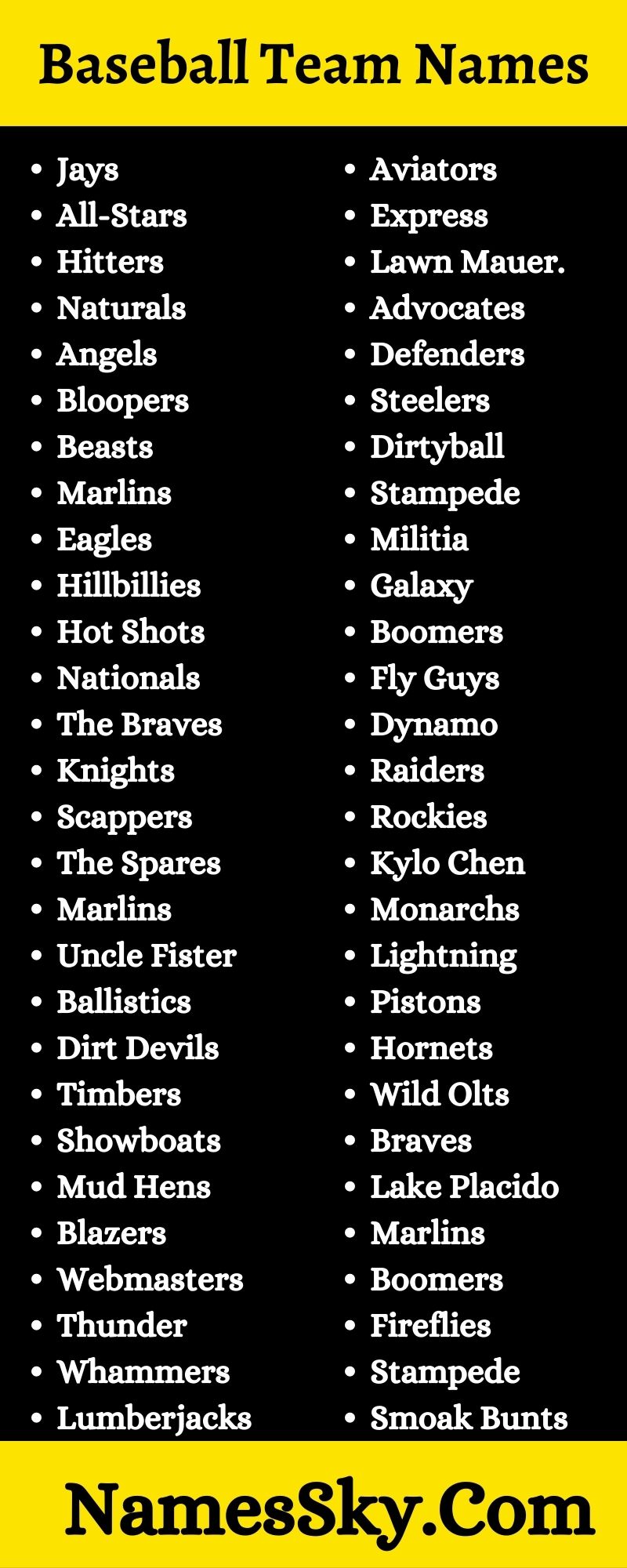 Baseball Team Names: 650+ Cool Names For Your Baseball Team