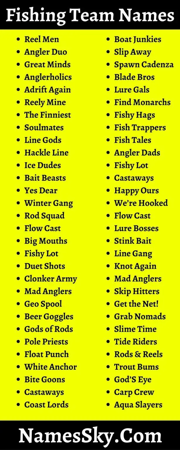 Fishing Team Names and Funny Fishing Club Names Ideas