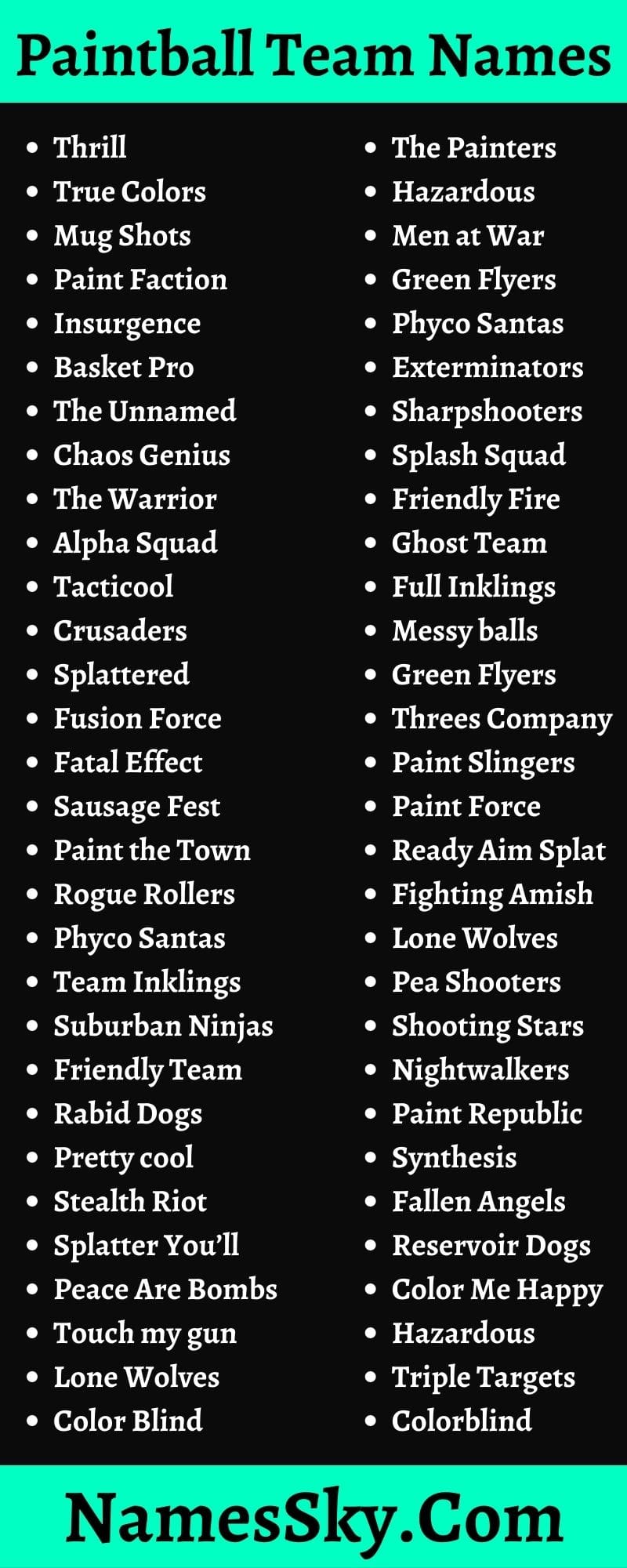 Paintball Team Names