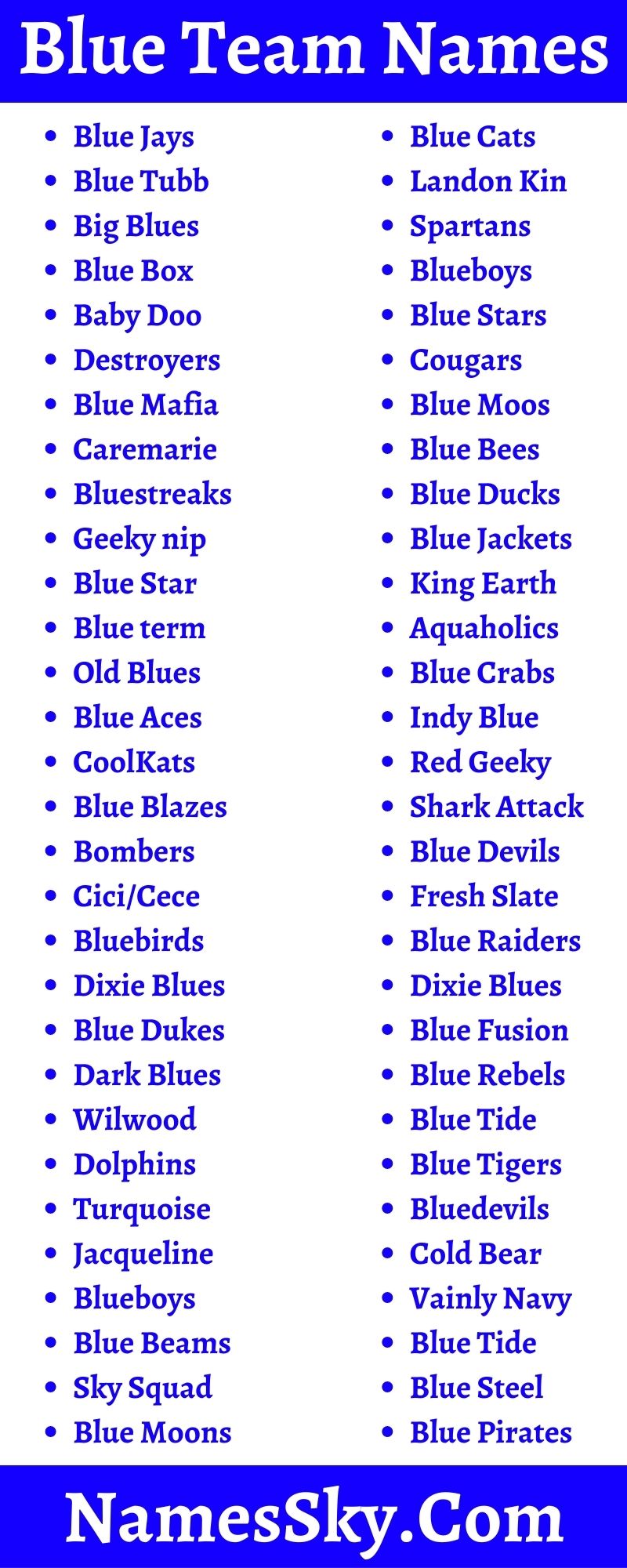 Blue Team Names: 361+ Funny Names For Blue Group/Team