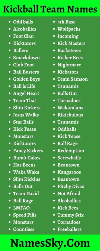 Kickball Team Names