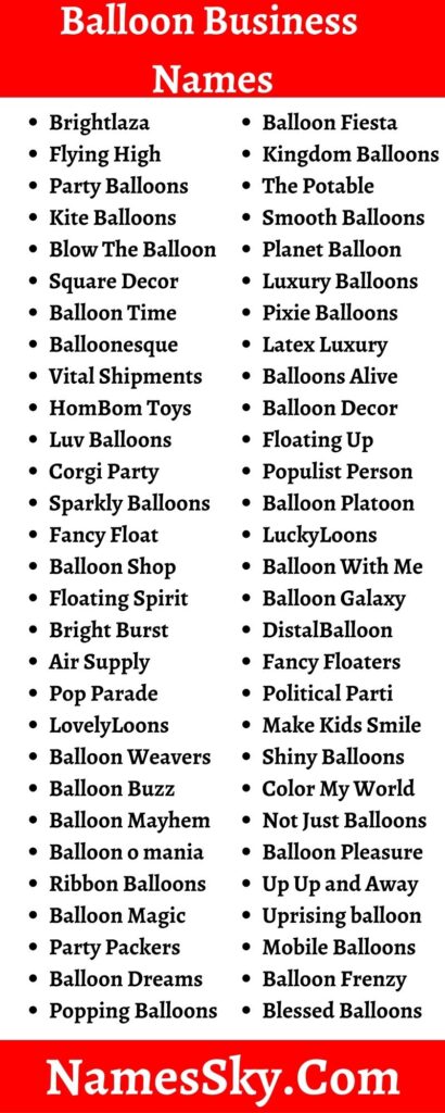 Balloon Business Names