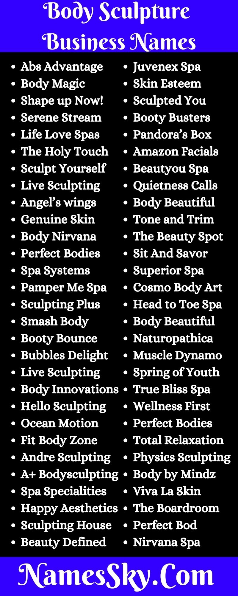 Body Sculpture Business Names