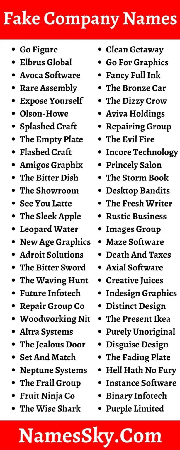 Fake Company Names 300 Best Names For Your Fake Company