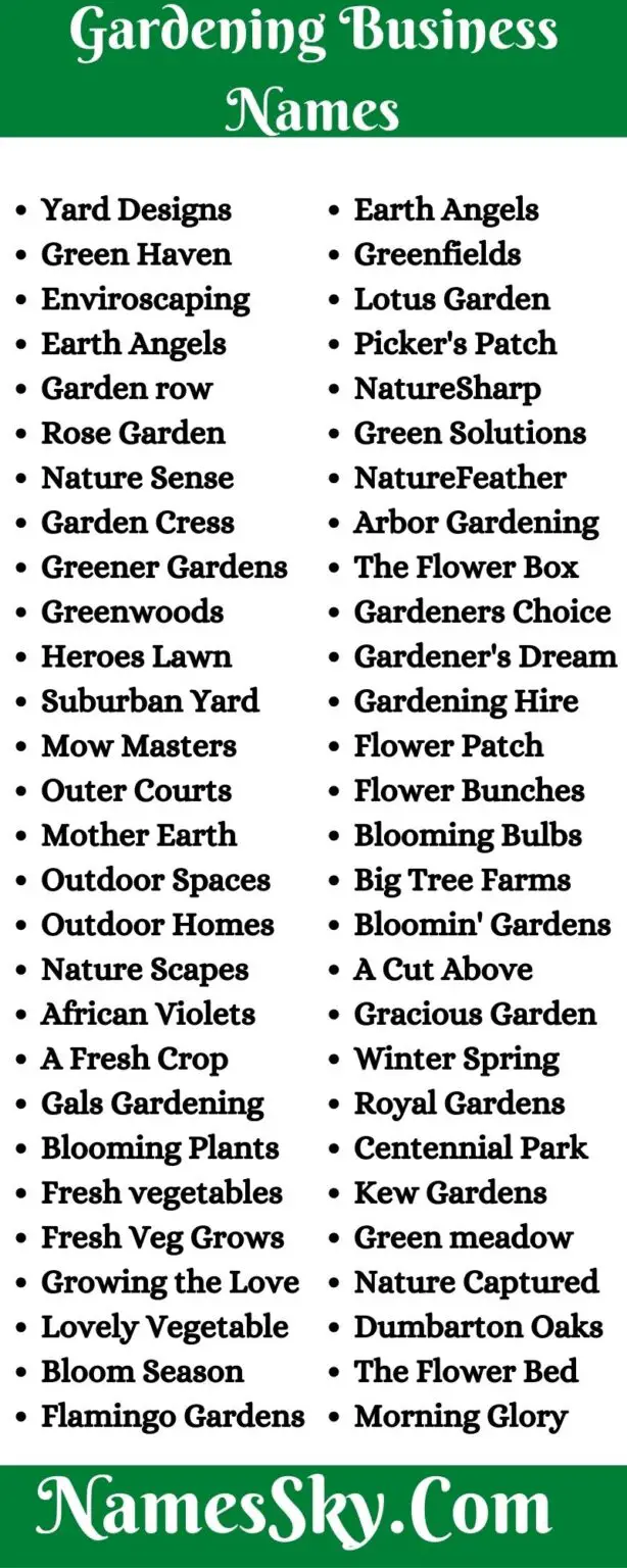 Gardening Business Names 336+ Best Names For Gardening Company