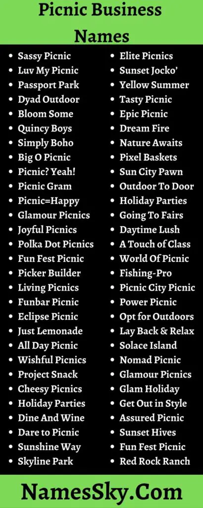 472+ Picnic Business Names Ideas and Suggestions