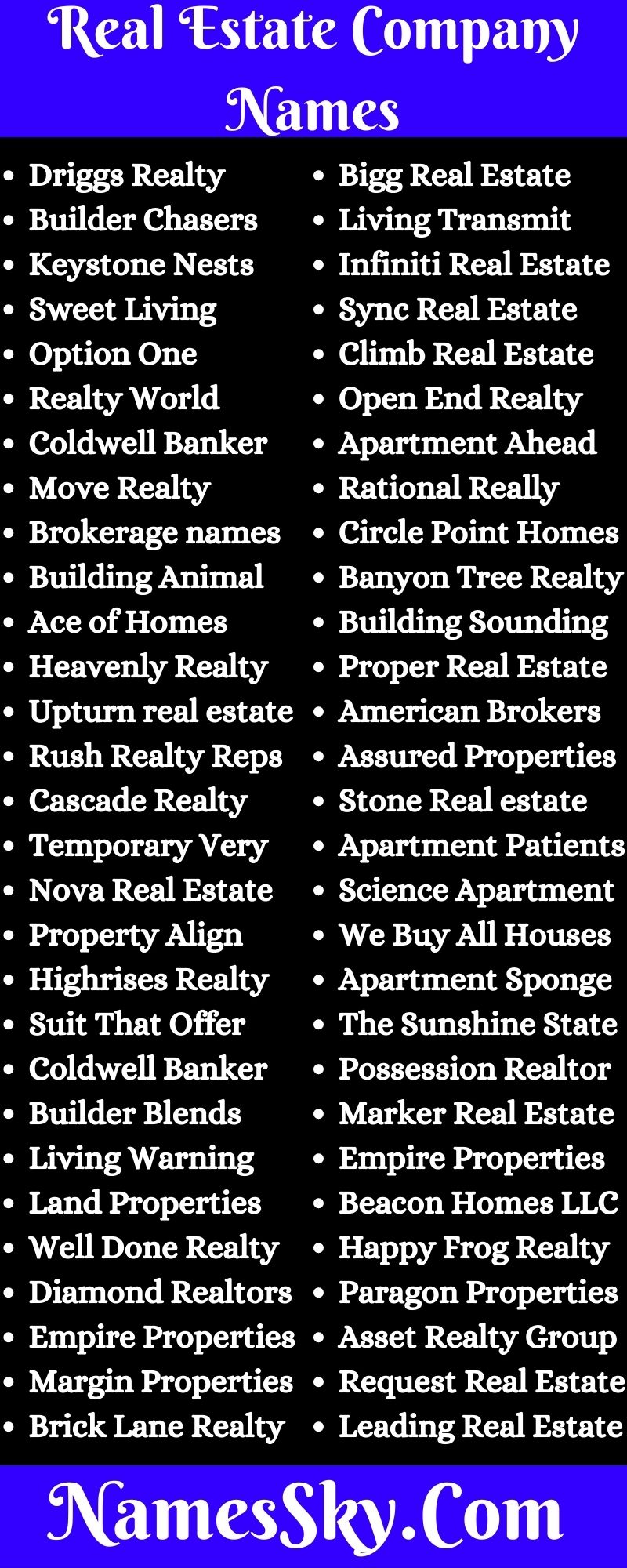 Real Estate Company Names