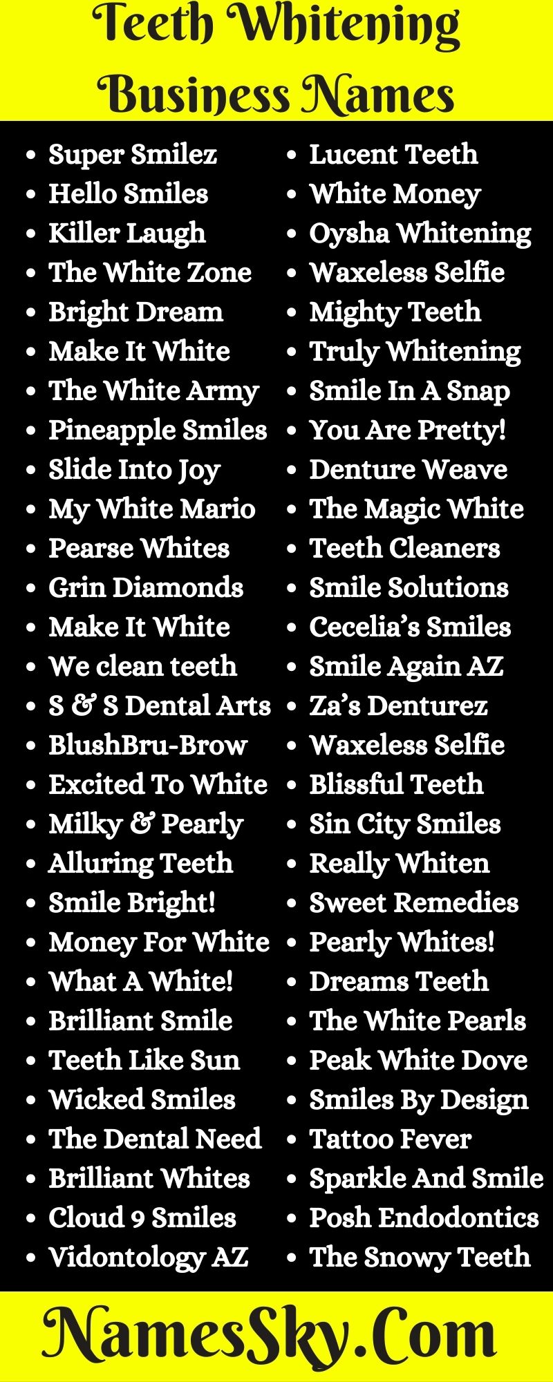 Teeth Whitening Business Names