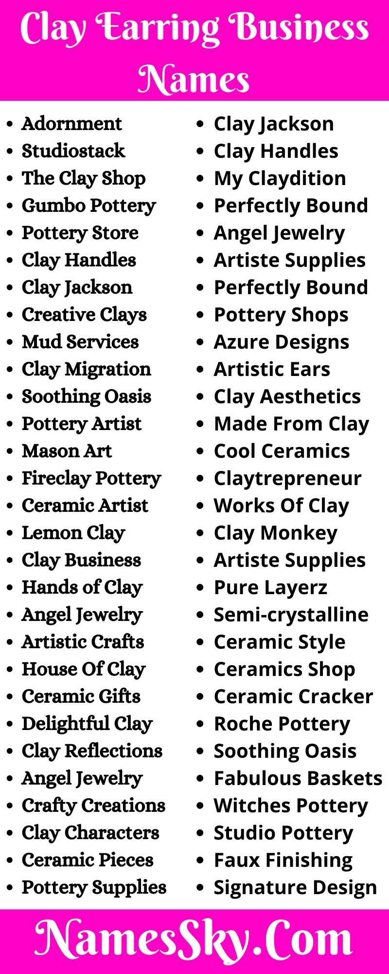 Clay Earring Business Names