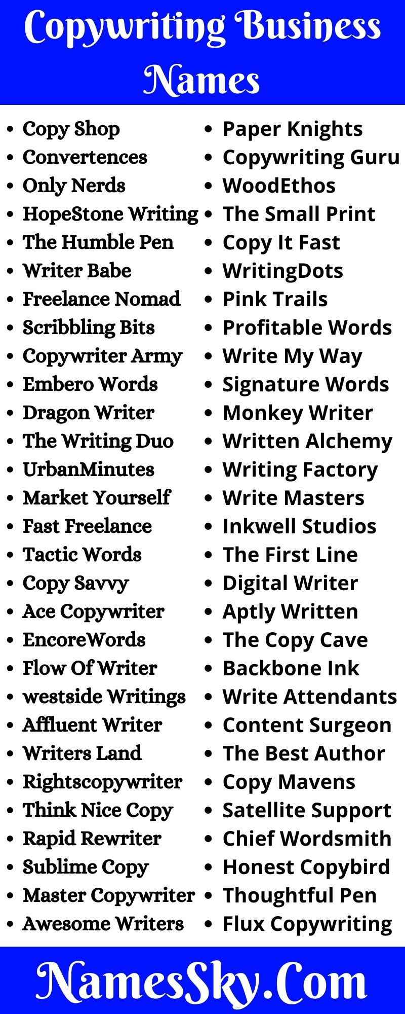 Copywriting Business Names