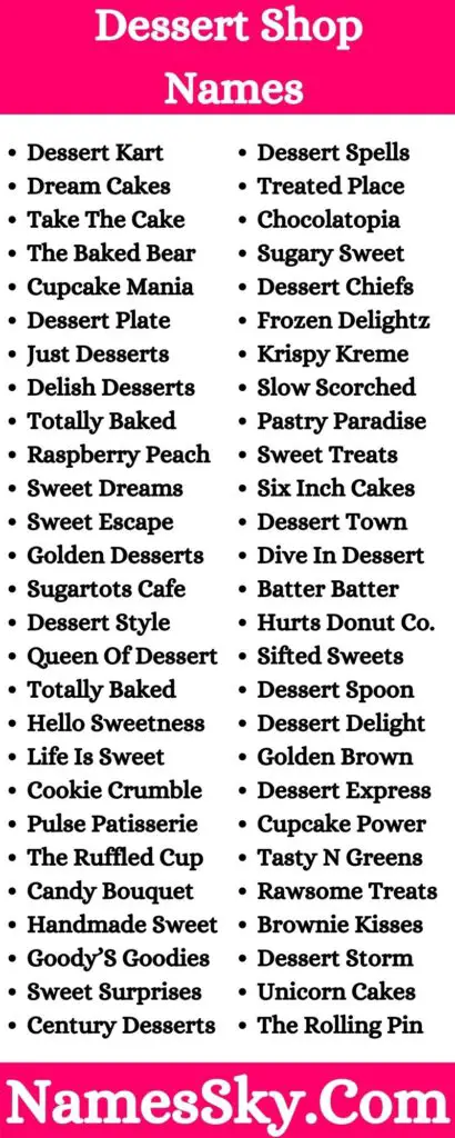 Dessert Shop Names: 228+ Unique & Funny Names For Dessert Shop
