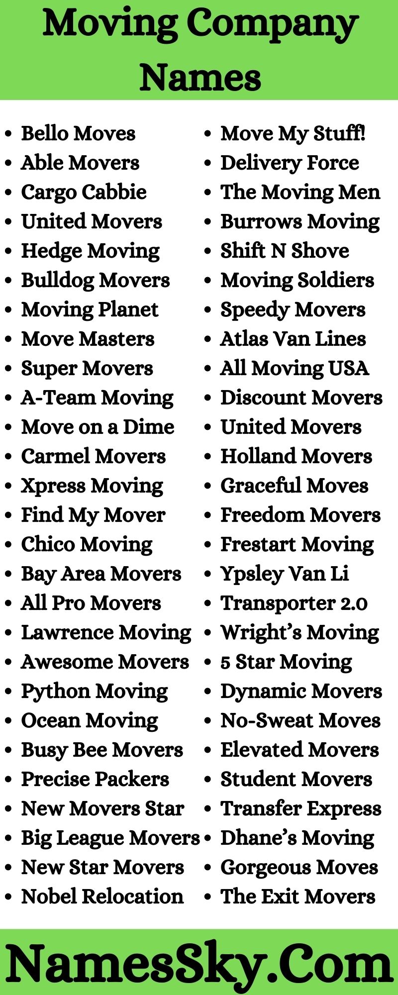 Moving Company Names
