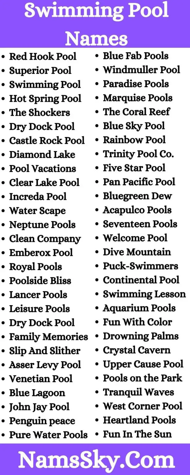 Private Pool Name Ideas