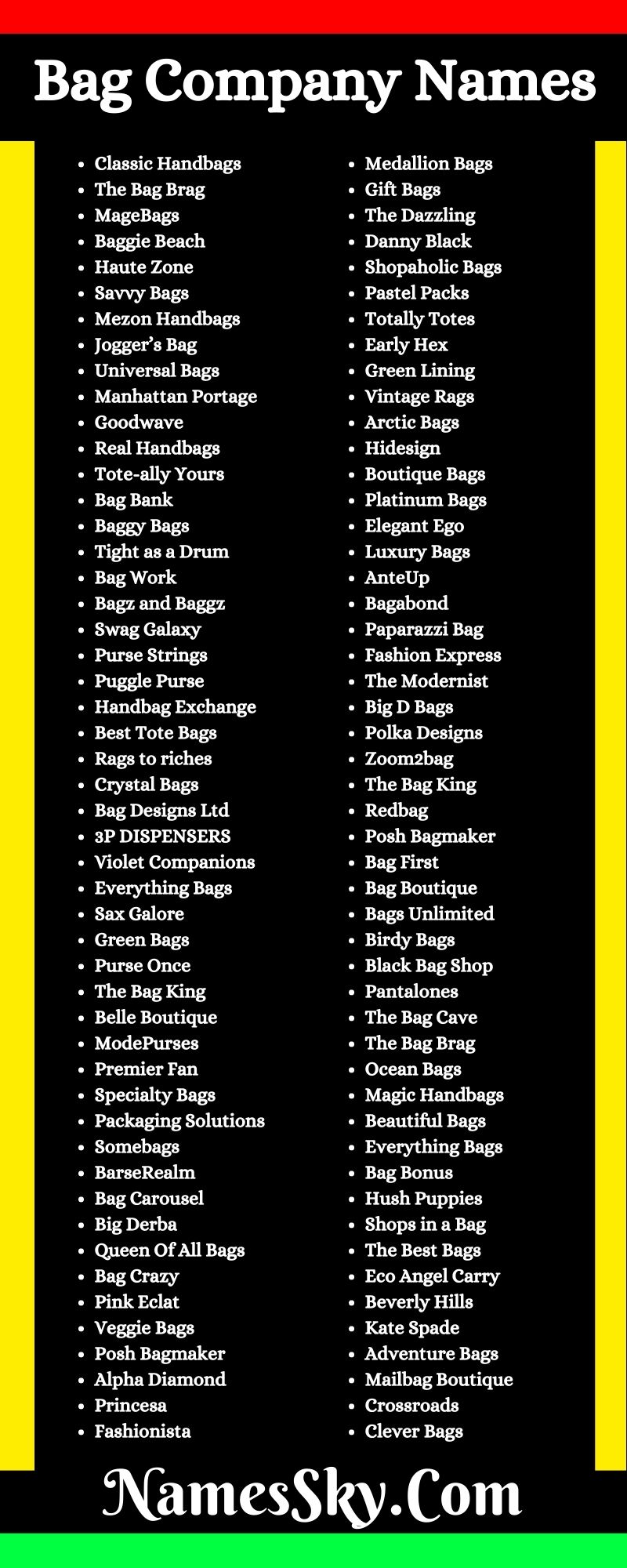 Brand name best sale bags list