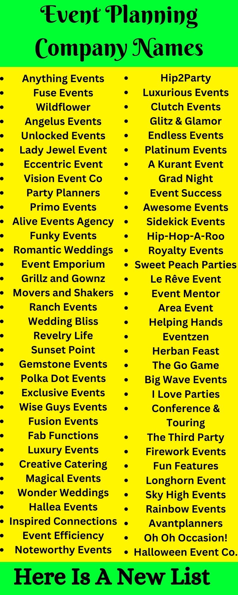 777+ Luxury Event Planning Company Names For Your Business