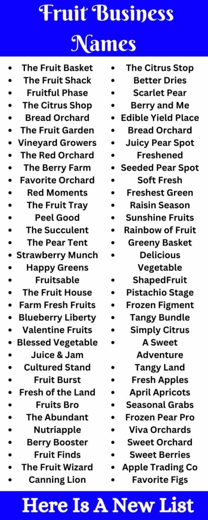 699+ Fresh Fruit Business Names Ideas For Your New Shop