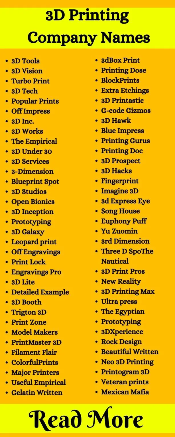 3D Printing Company Names: 712+ Unique 3D Printing Business Names Ideas ...