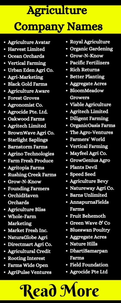 Agriculture Company Names1