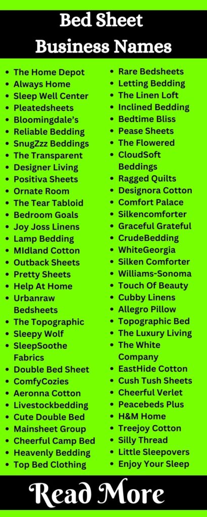 Bed Sheet Business Names2