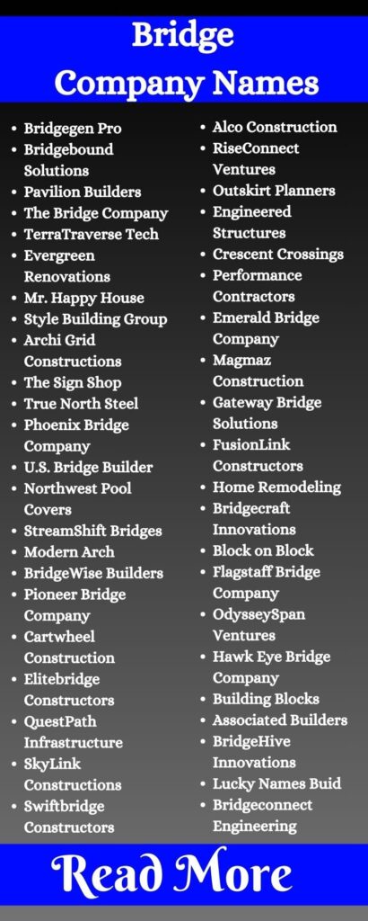 651+ Funny Bridge Company Names Ideas Lists