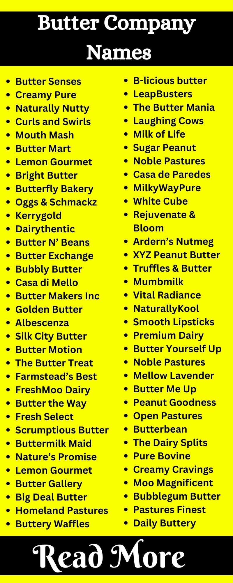 Funny Butter Names: 564+ Catchy & Unique Butter Company Name Ideas