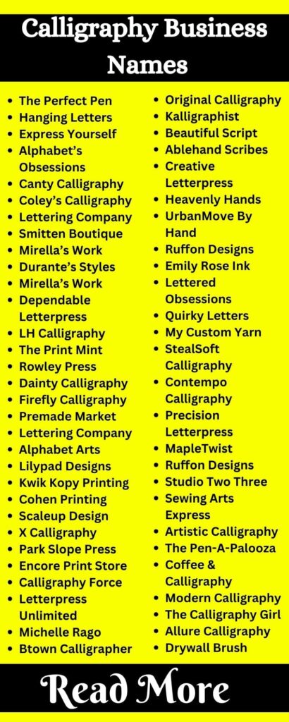 Calligraphy Business Names1
