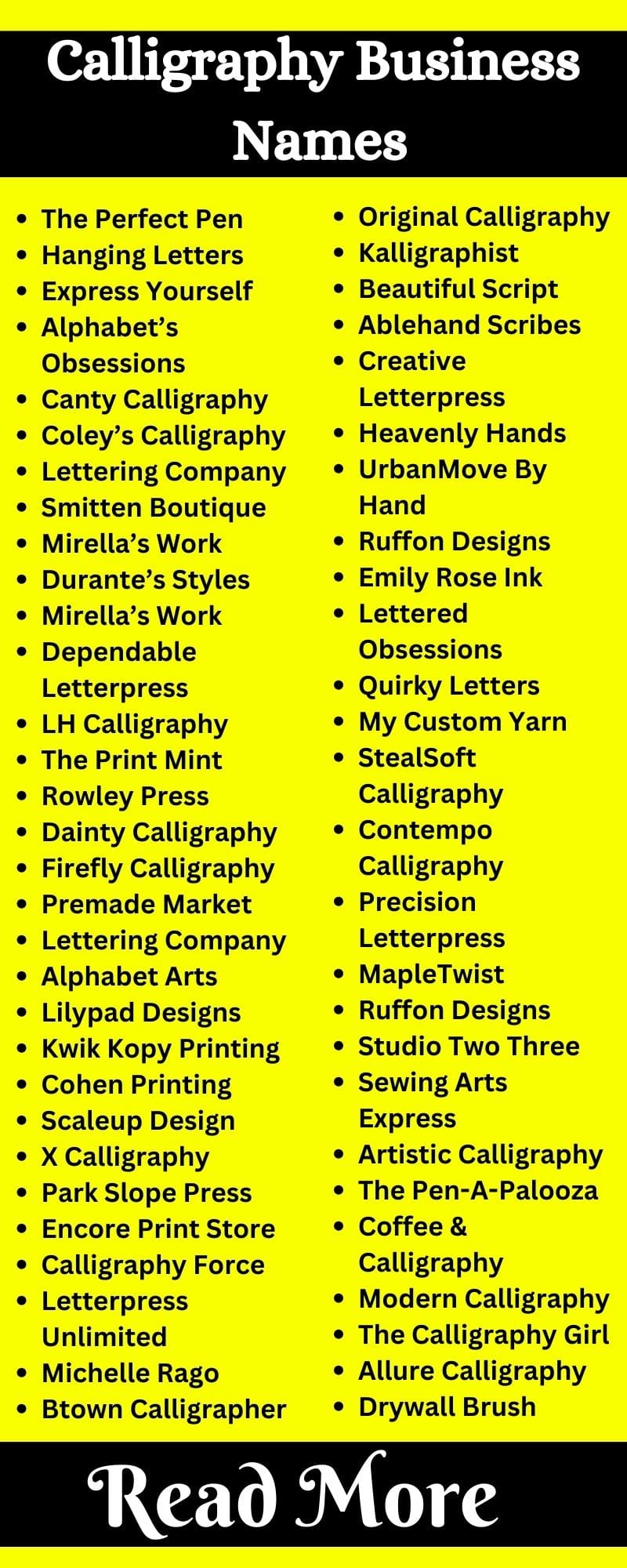 621+ Catchy Calligraphy Business Name Ideas For Instagram Page