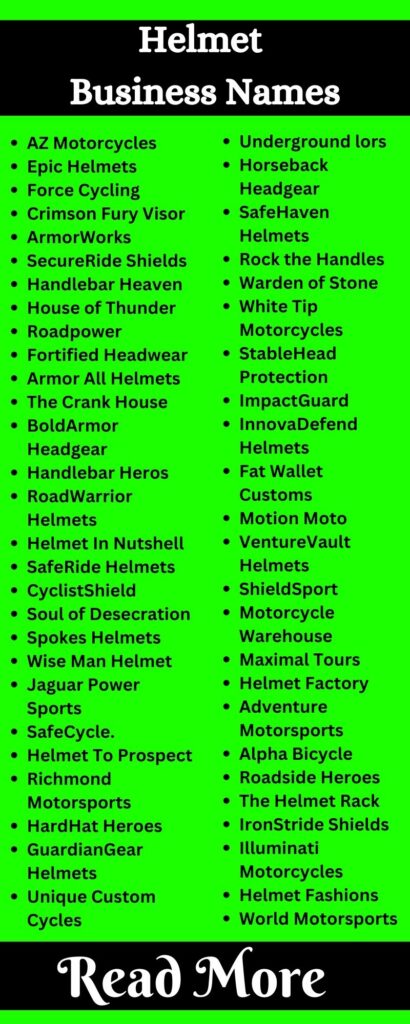 521+ Helmet Business Names (Best, Funny, Unique Helmet Name Idea)