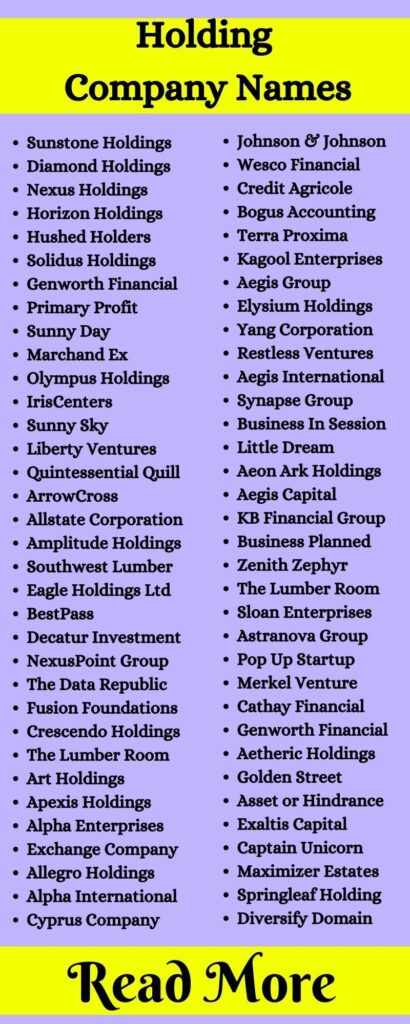 Holding Company Names1