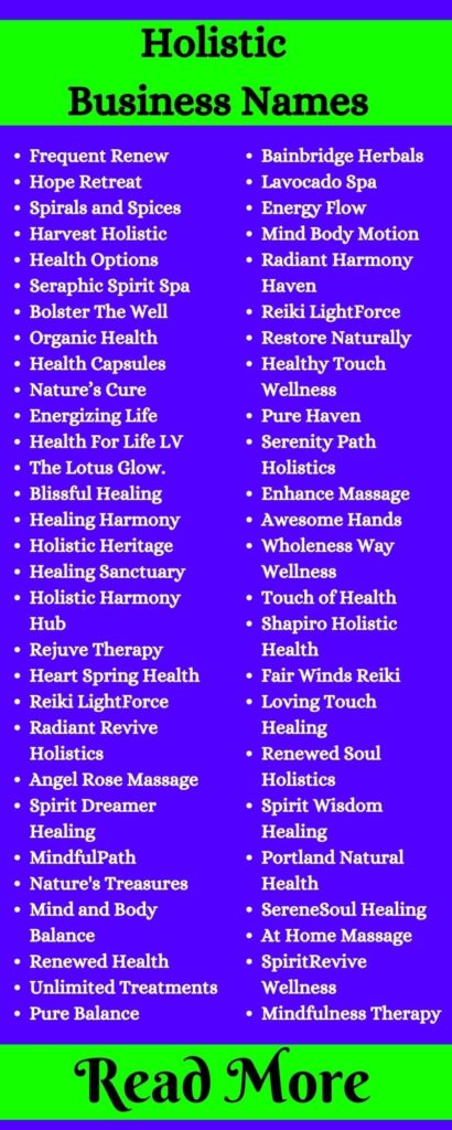 465+ Healing Holistic Business Name Ideas That Inspire Holistic Therapy ...
