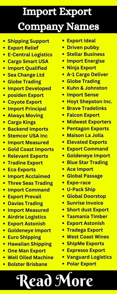 Import Export Company Names2