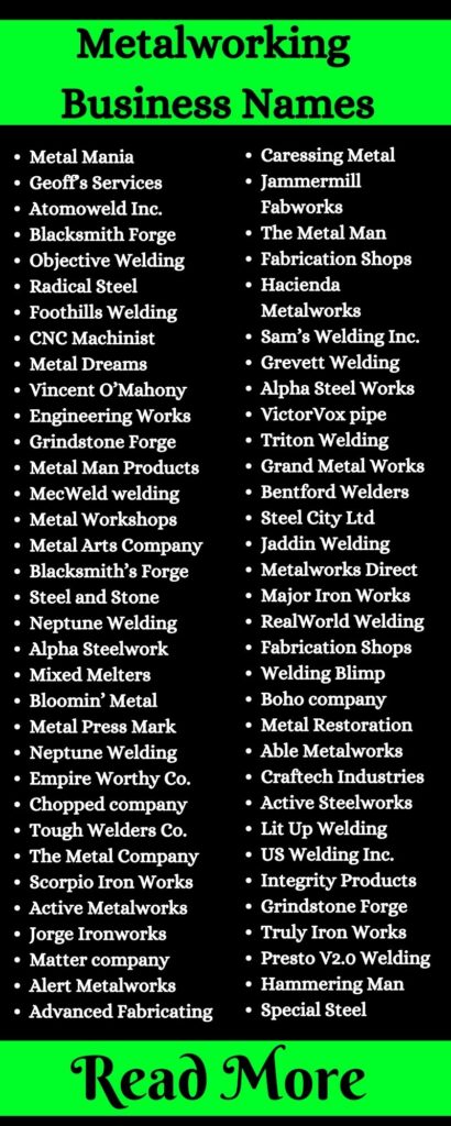 Metalworking Business Names1