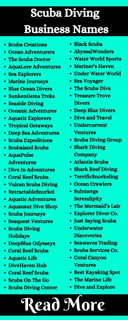 Scuba Diving Business Names: 654+ Catchy Scuba Diving Company Name Ideas