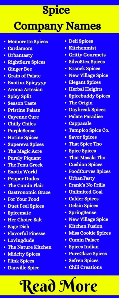 Spice Company Name Ideas: 531+ Unique Names For Spice Brand & Business
