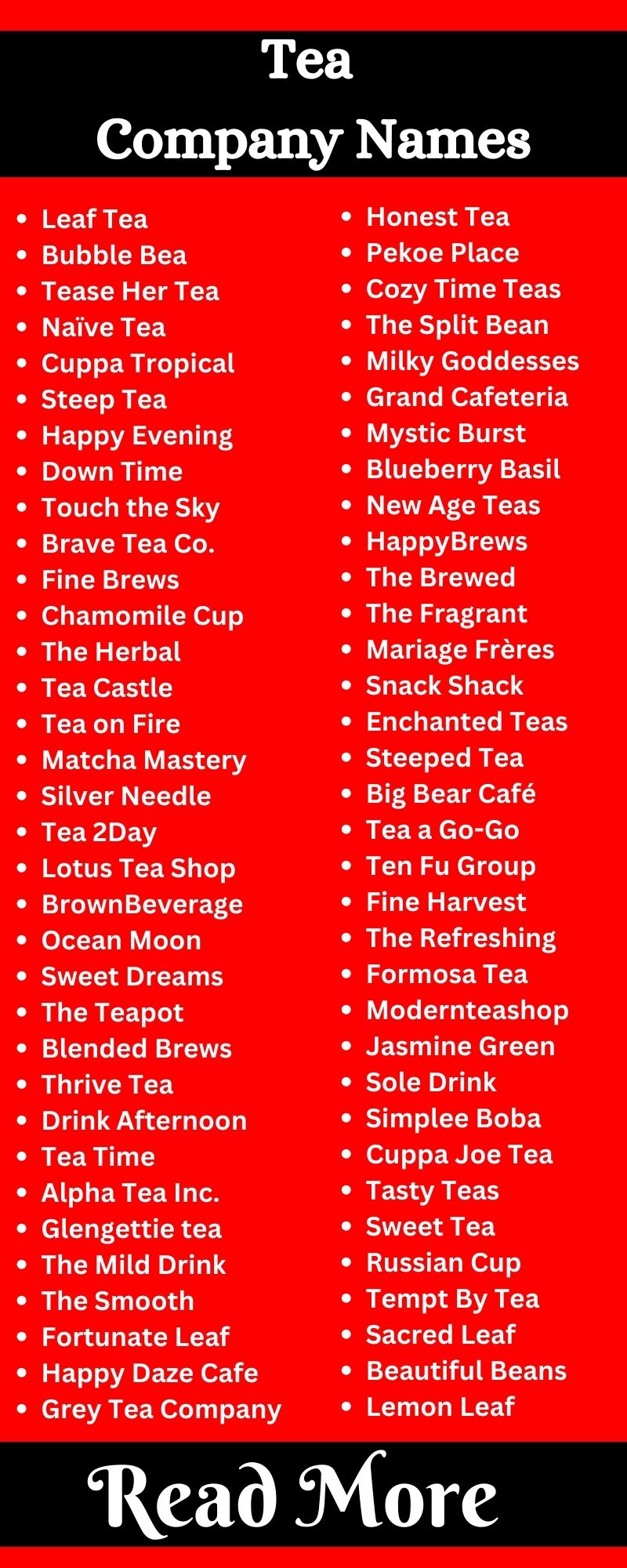 546+ Tea Company Name Ideas That Grab Customers Attention