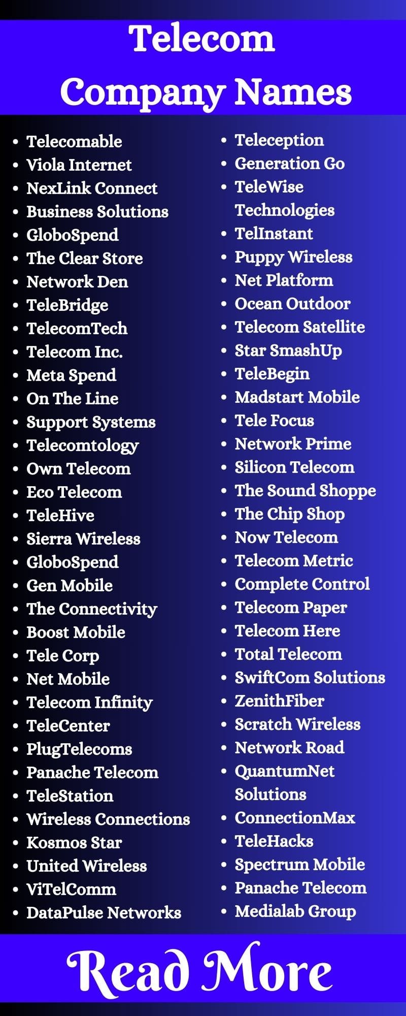 621+ Telecom Company Name Ideas List For Your Telecommunication Business